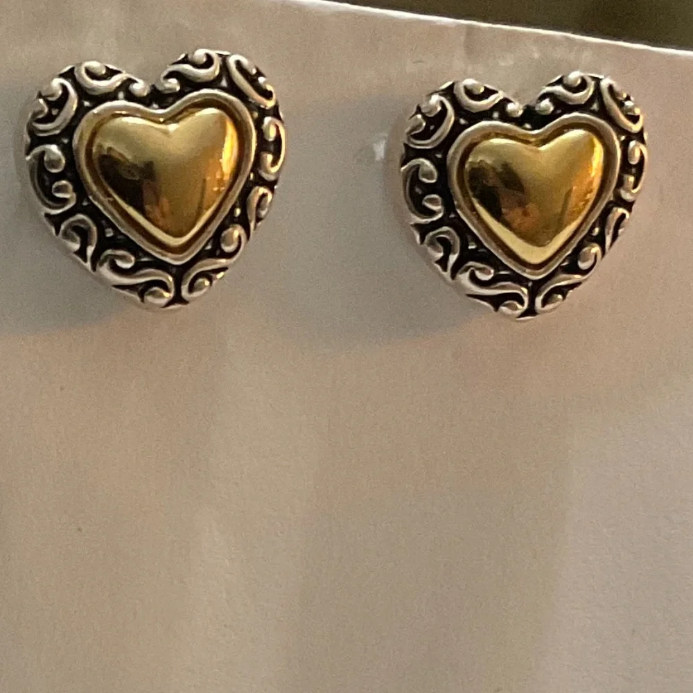 Premier Designs Silver Gold Heart Earrings